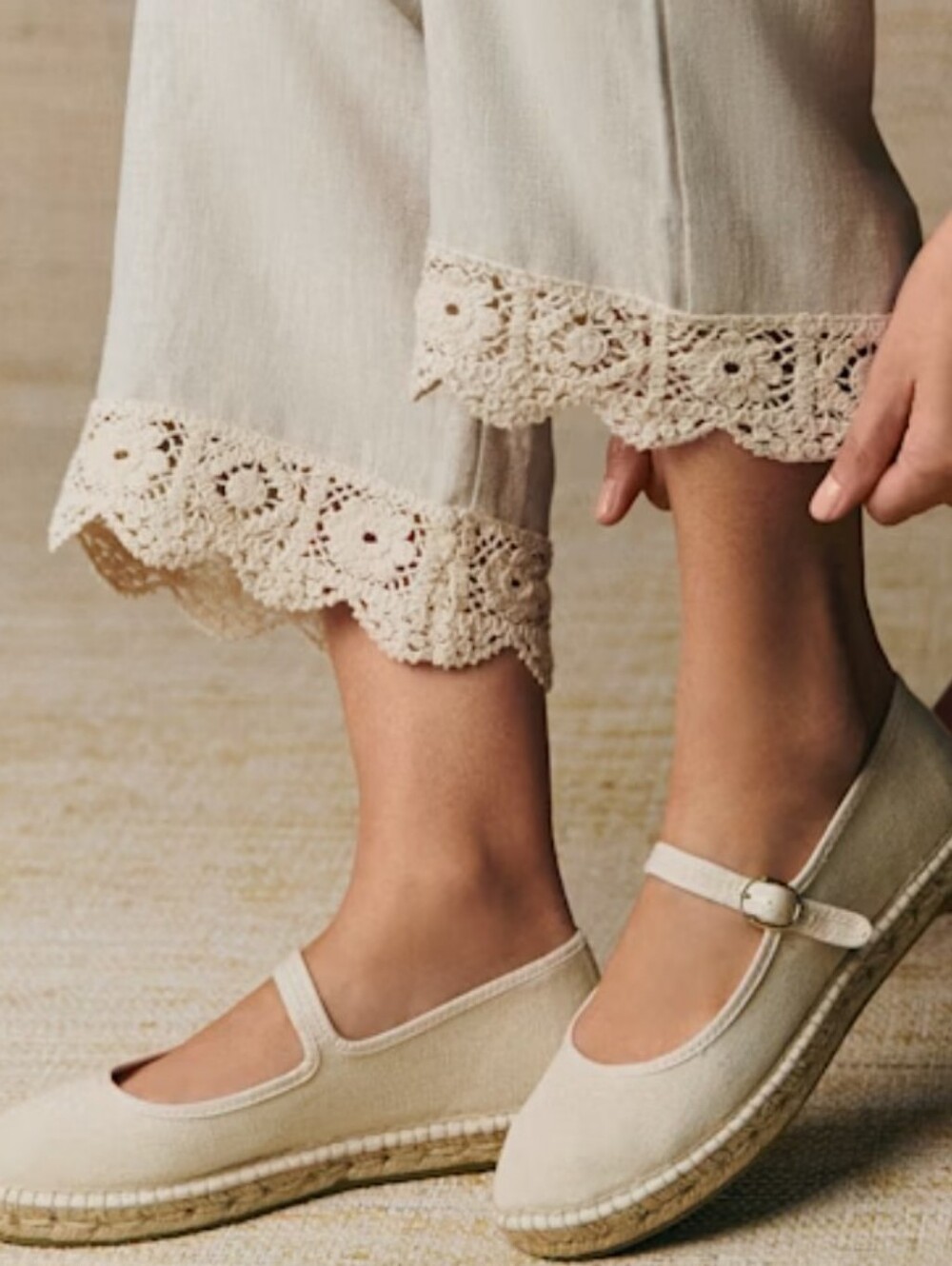 Sézane Mariana Linen Mary Jane Espadrilles Size 11